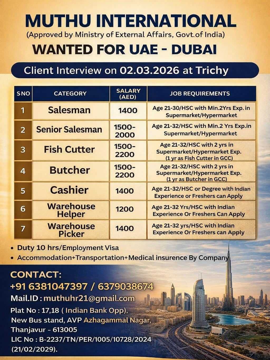 WANTED FOR DUBAI WANTED FOR DUBAI