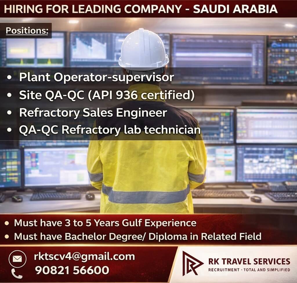 HIRING FOR LEADING COMAPNY SAUDI ARABIA HIRING FOR LEADING COMAPNY SAUDI ARABIA