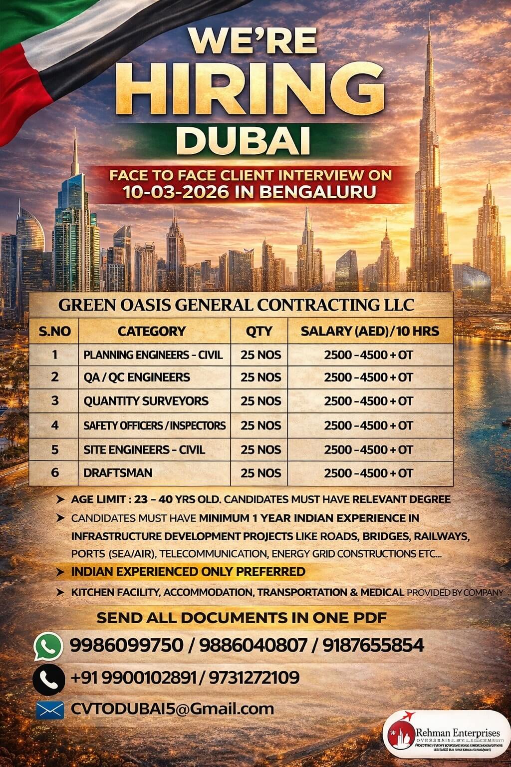 HIRING FOR DUBAI