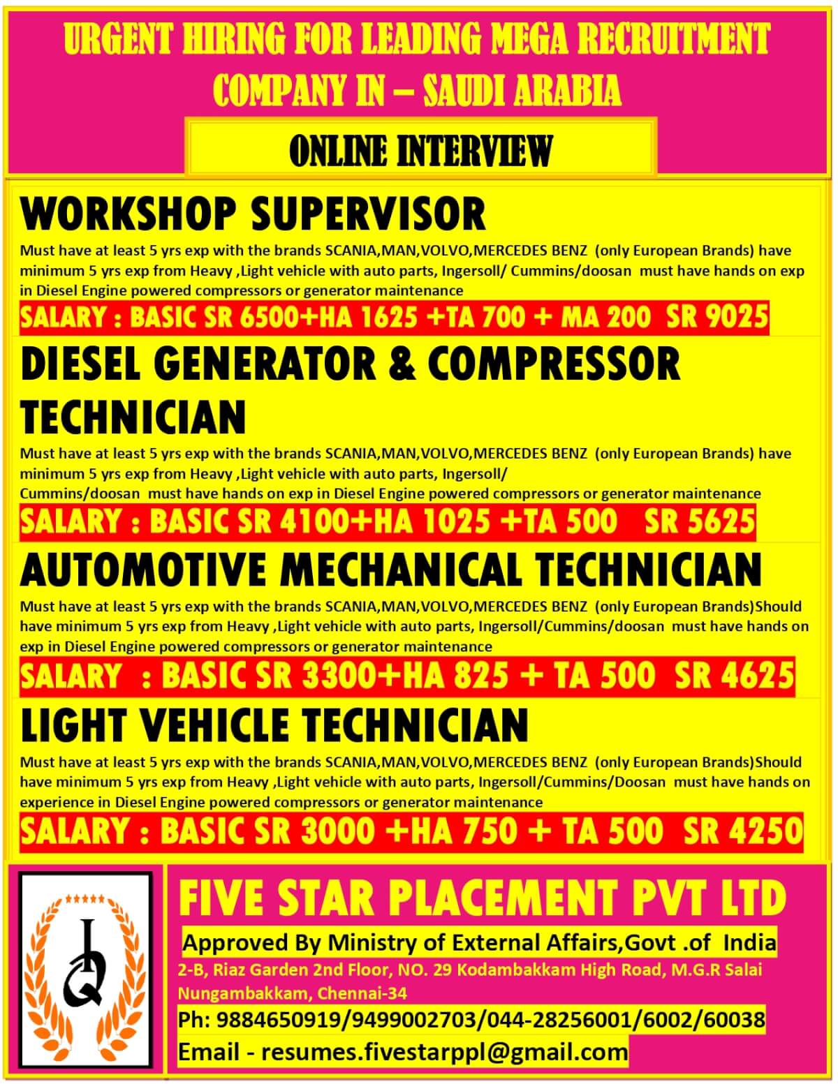 URGENT REQUIREMENT FOR SAUDI ARABIA URGENT REQUIREMENT FOR SAUDI ARABIA