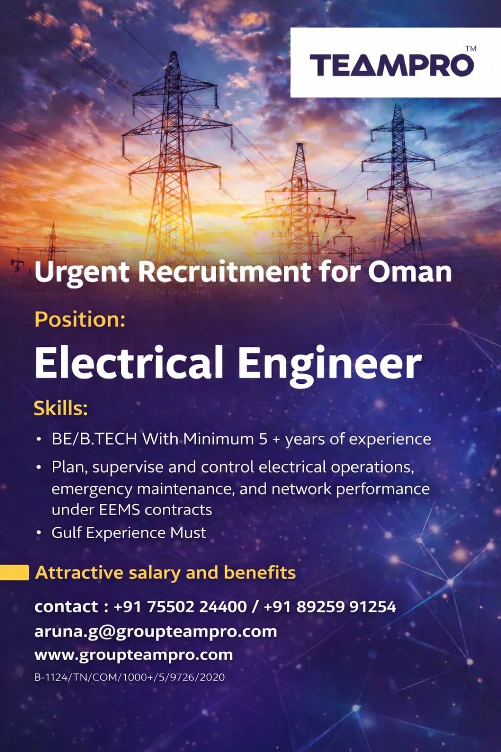 ? Urgent Hiring – Electrical Engineer | Oman ??