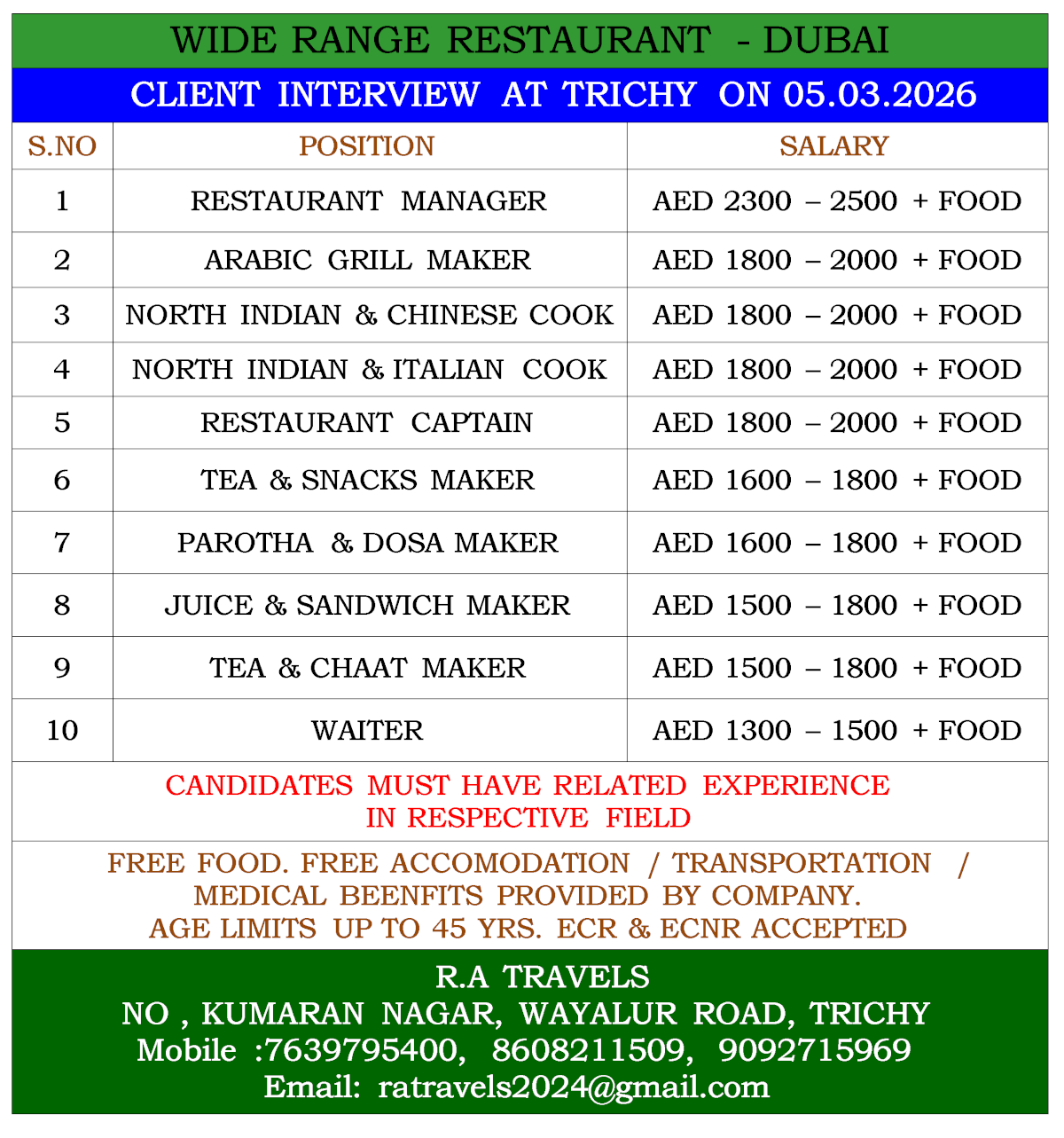 WIDE RANGE RESTAURANT - DUBAI