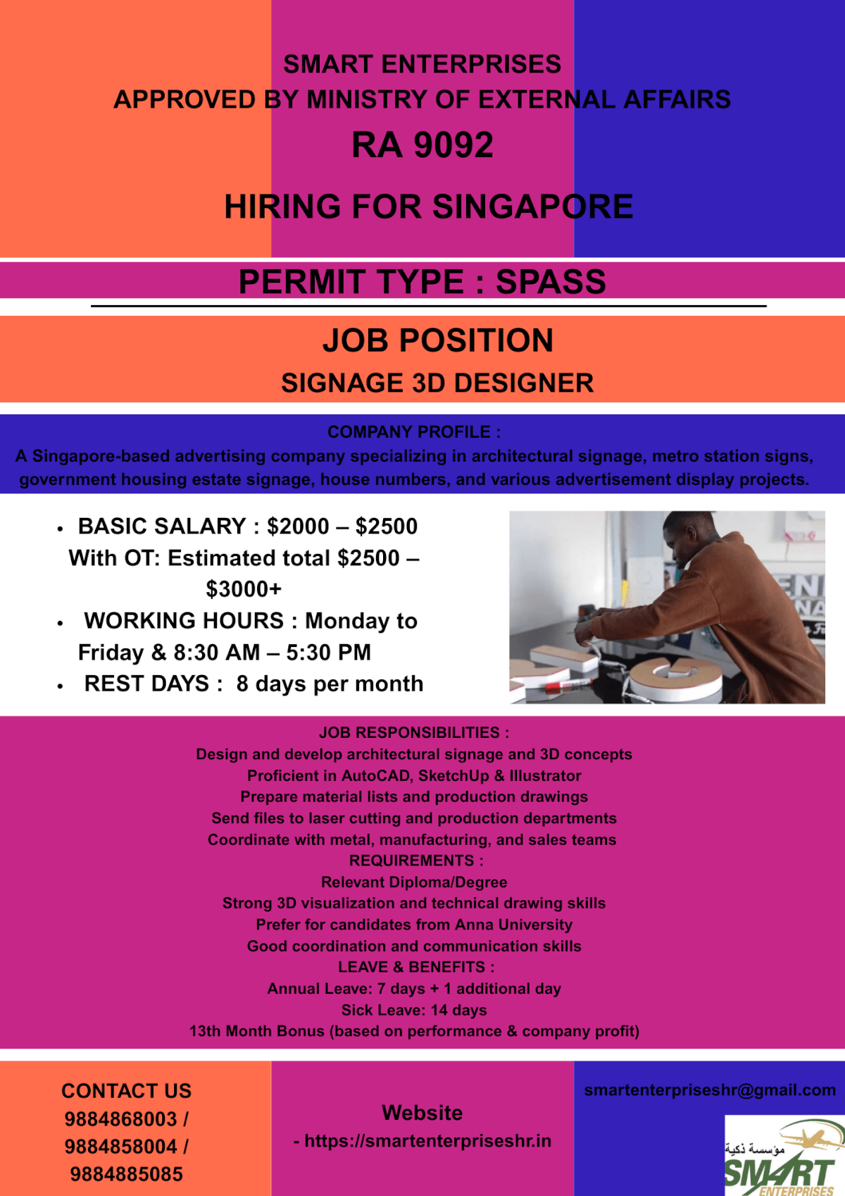 URGENT REQUIREMENT FOR SINGAPORE