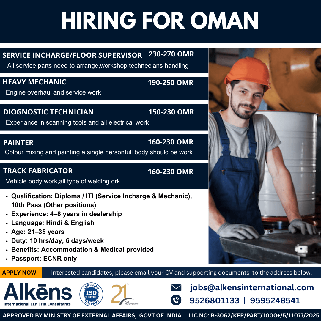 HIRING FOR OMAN HIRING FOR OMAN