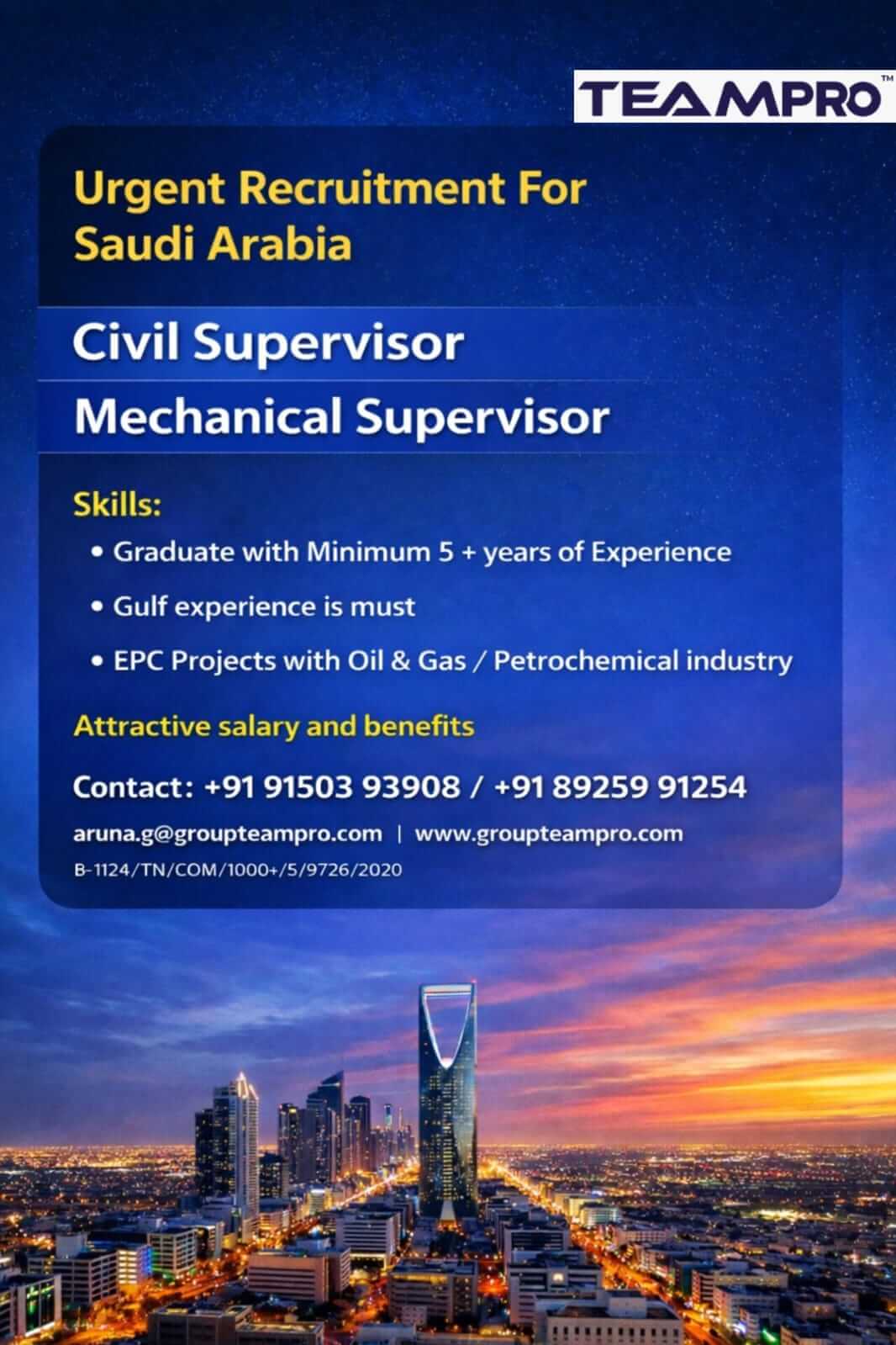 ? **Urgent Hiring for Saudi Arabia**