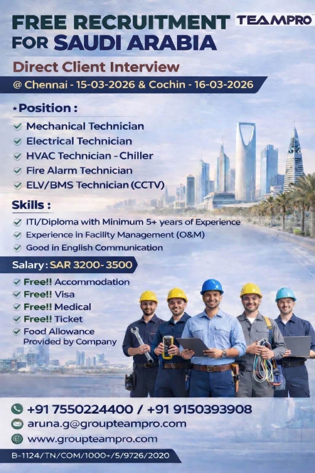 ? FREE RECRUITMENT FOR SAUDI ARABIA – DIRECT CLIENT INTERVIEW ??