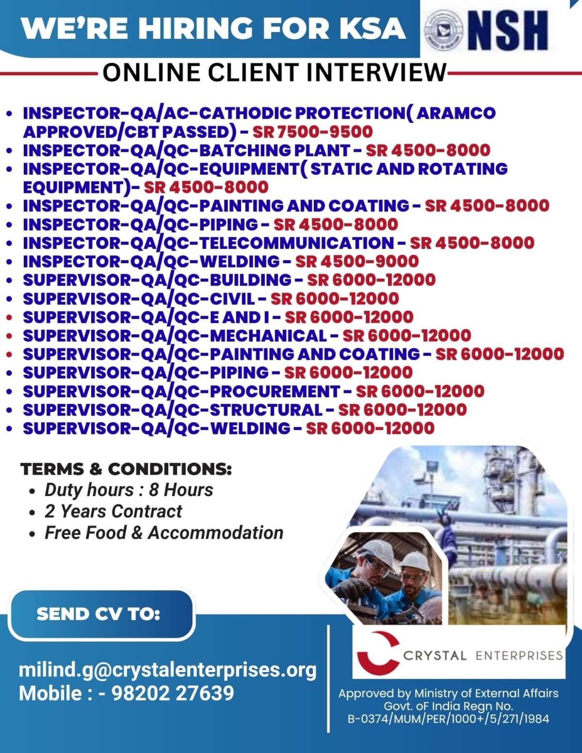 WE ARE HIRING FOR KSA