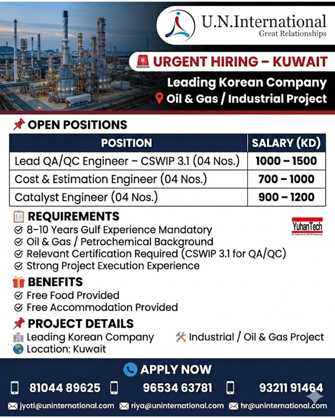 Lead QA QC Engineers & Cost Estimation Engineers - Kuwait - Long Term Projects
