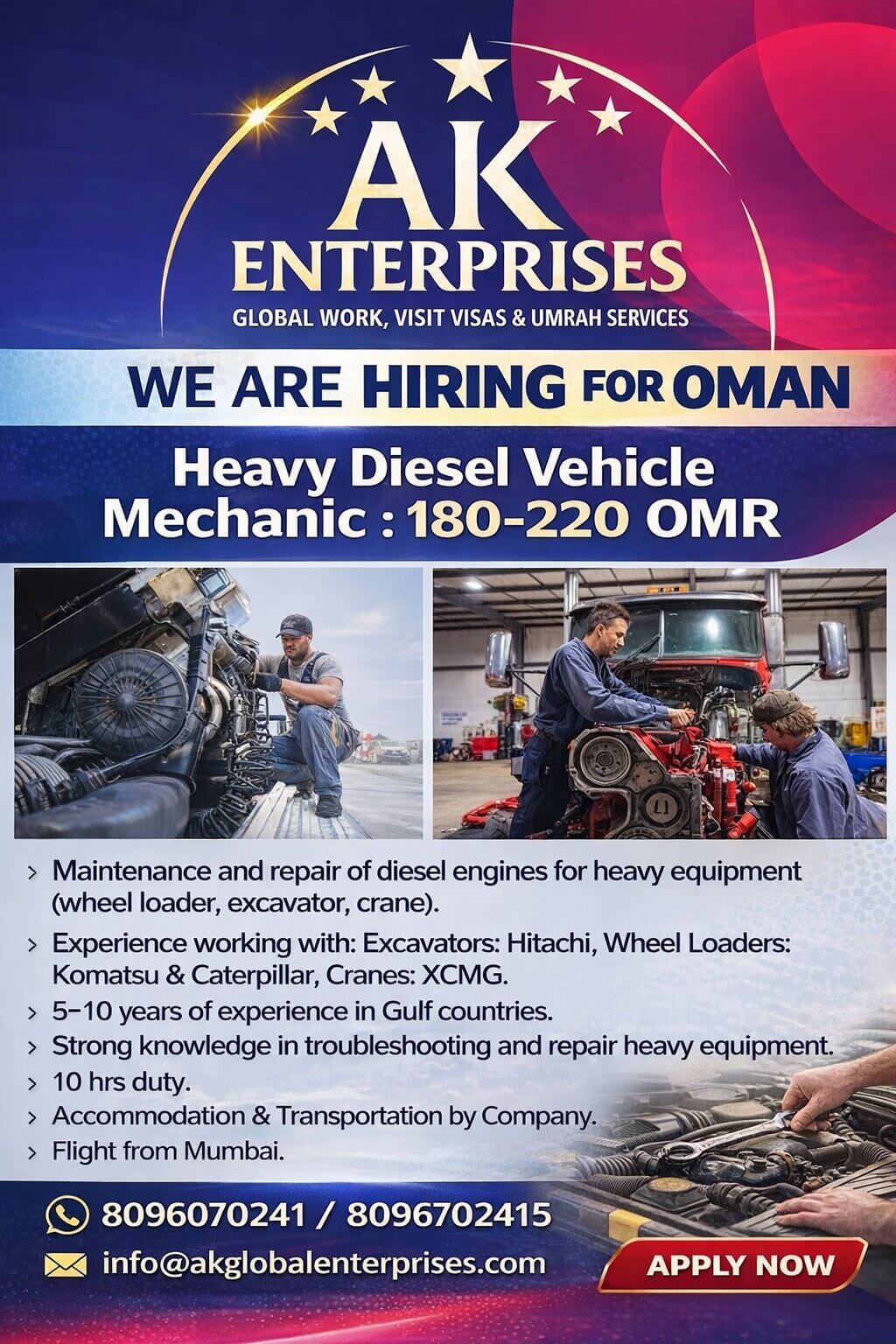 Heavy Diesel Vehicle Mechanic – Oman