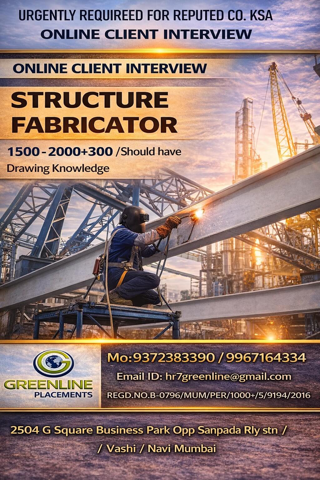 URGENTLY REQUIRED FOR FABRICATION CO. OMAN
