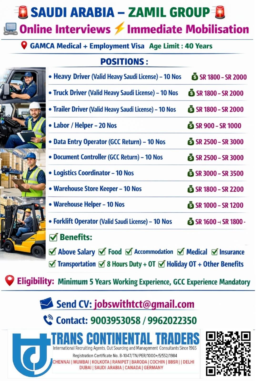 HIRING FOR ZAMIL GROUP-SAUDI ARABIA