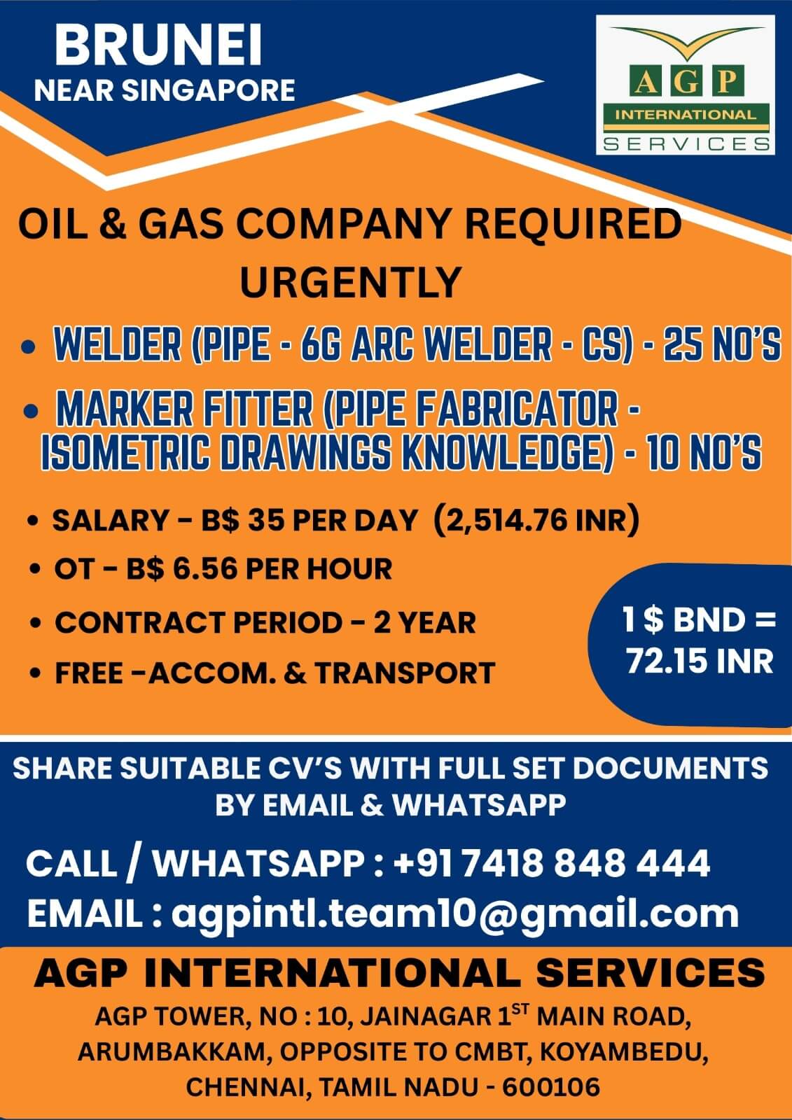 WELDER - PIPE 6G ARC WELDER - CS  /  MARKER FITTER & PIPE FABRICATOR