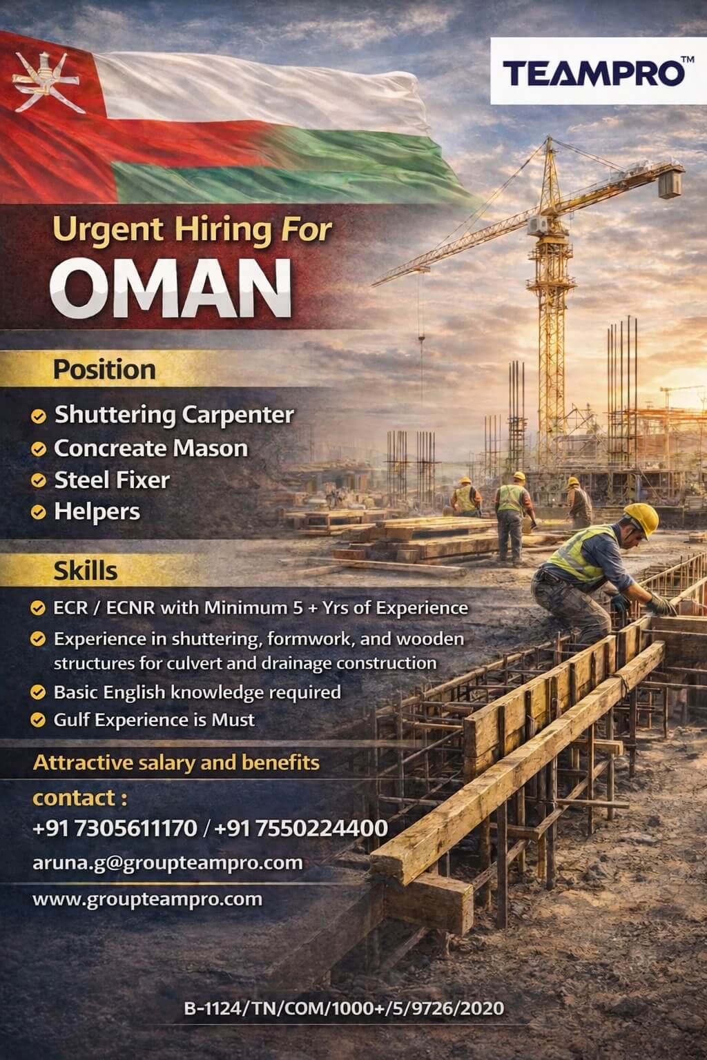 ? Urgent Hiring for Oman – Construction Workers