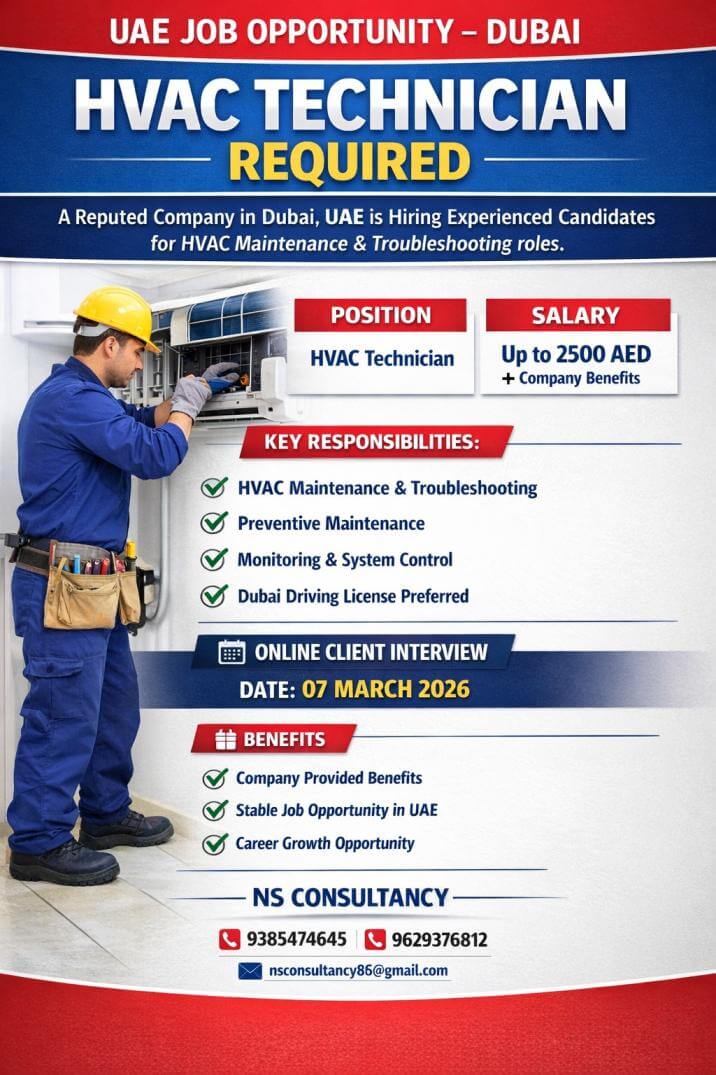 LEADING HVAC TECHNICIAN REQUIREMENT UAE