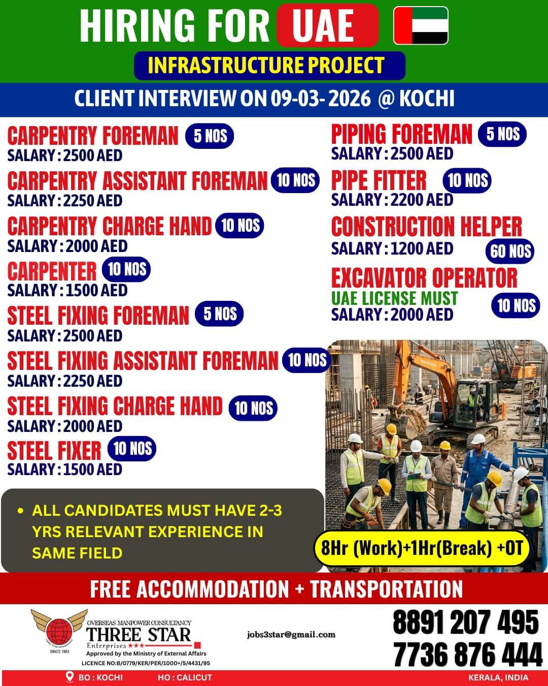 URGENT HIRING FOR UAE (INFRASTRUCTURE PROJECT)