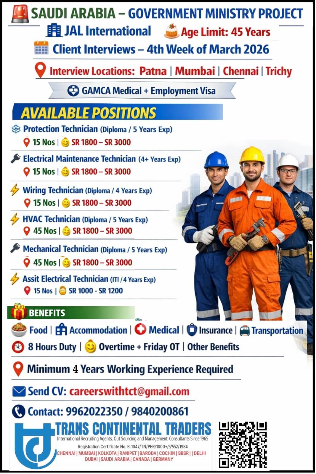 HIRING FOR JAL INTERNATIONAL-SAUDI ARABIA