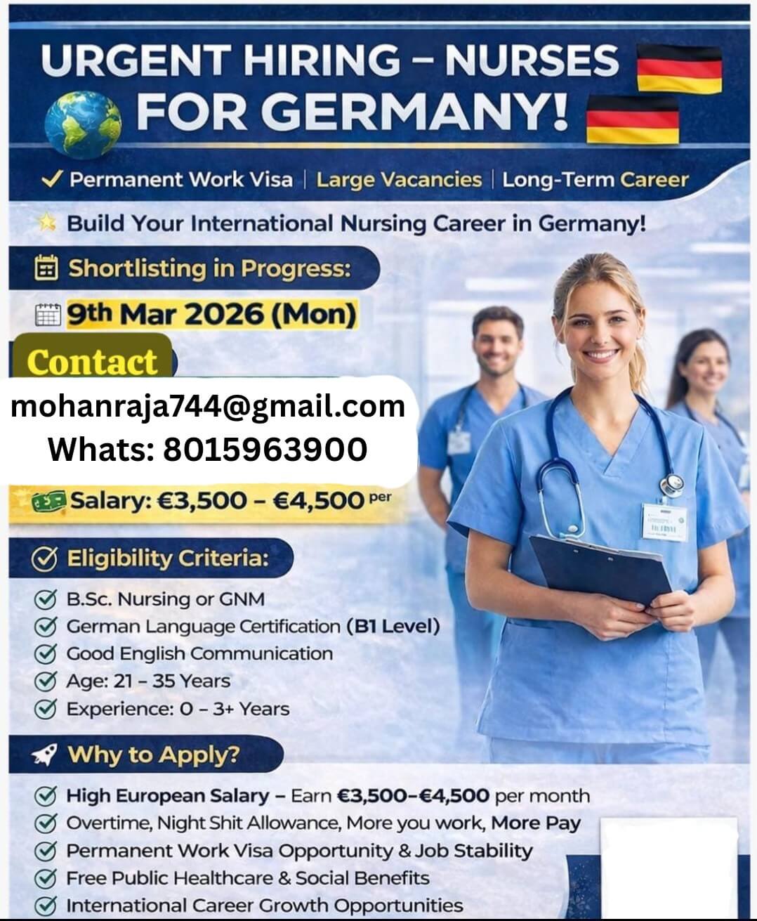 REQUIREMENTS FOR GERMANY -  DIRECT CLIENT INTERVIEW ON 09-03-2025 AT CHENNAI – TAMILNADU