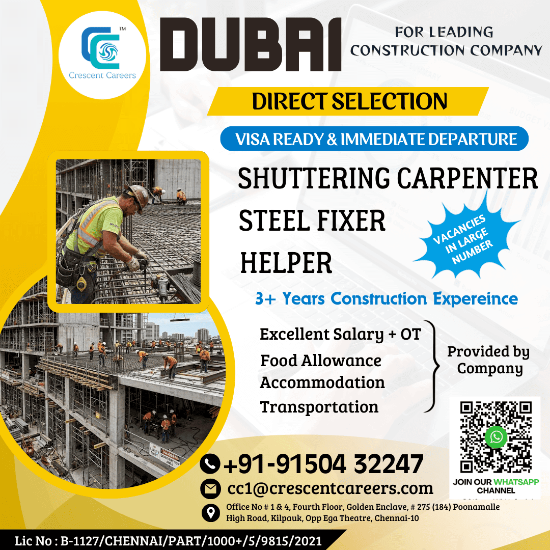 SHUTTERING CARPENTER / STEEL FIXER / HELPER