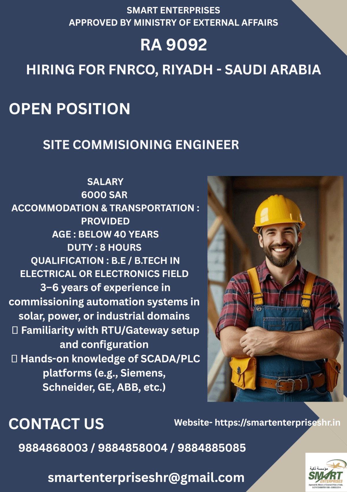 URGENT REQUIREMENT FOR SAUDI ARABIA