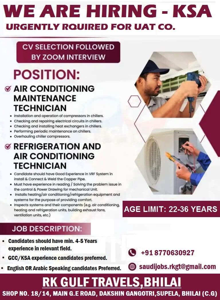 HIRING FOR A LEADING HOTEL / COLD STORAGE COMPANY - SAUDI ARABIA