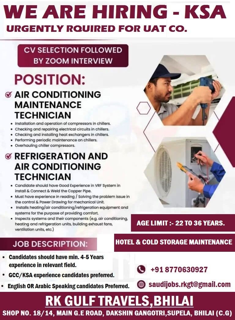 HIRING FOR A LEADING HOTEL / COLD STORAGE COMPANY - SAUDI ARABIA