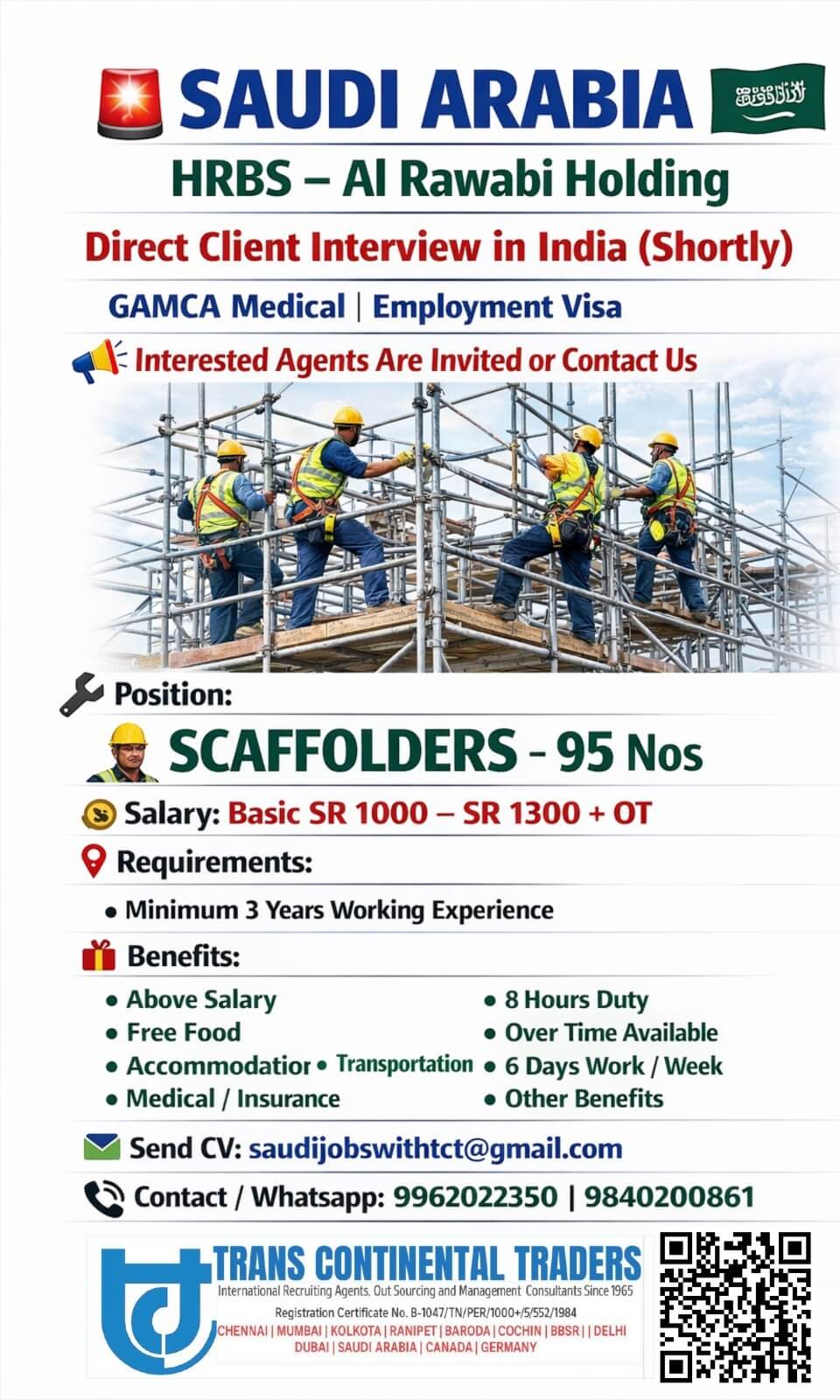 HIRING SCAFFOLDERS-AL RAWABI HOLDING SAUDI