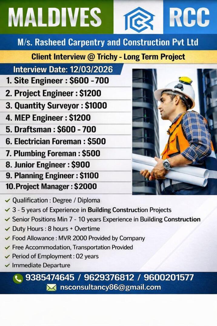 LEADING CONSTRUCTION COMPANY REQUIREMENT MALDIVES LEADING CONSTRUCTION COMPANY REQUIREMENT MALDIVES