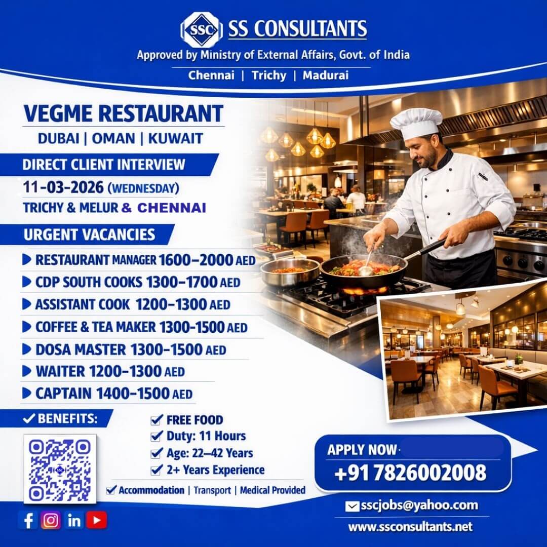 Restaurant Jobs in Dubai, Oman & Kuwait – Direct Client Interview | SS Consultants
