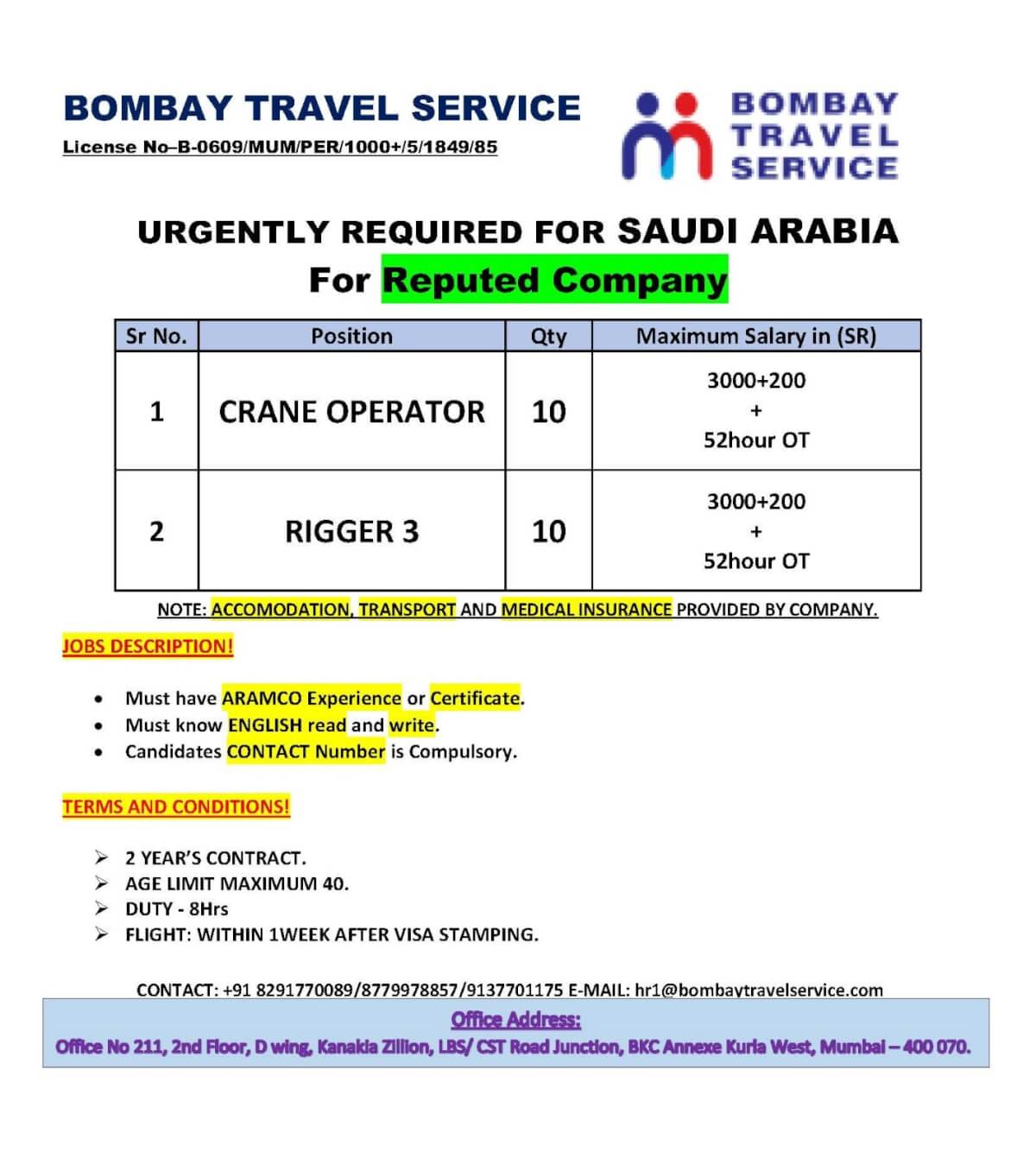 URGENTLY HIRING FOR LEADING CO.