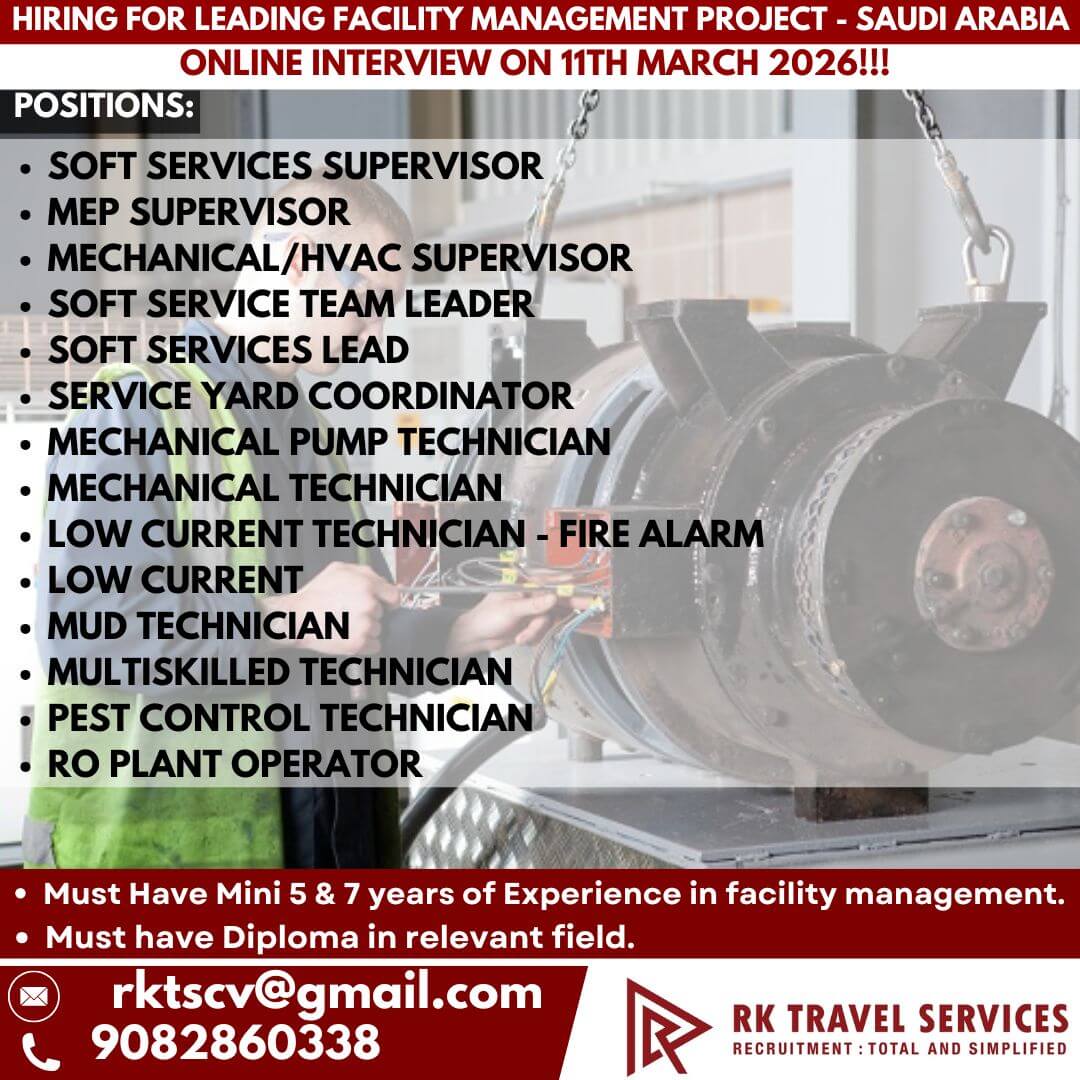 HIRING FOR LEADING facility management Project - Saudi Arabia