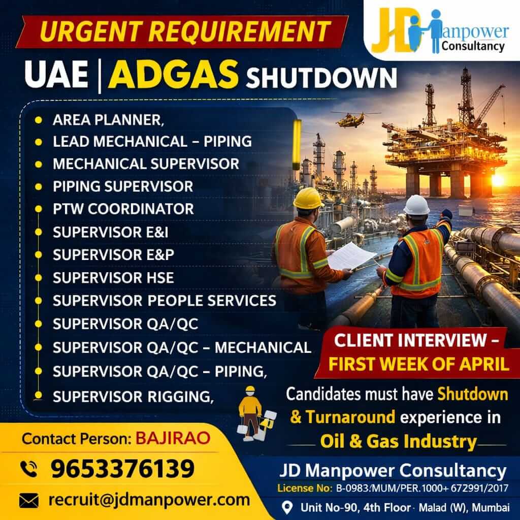 FREE RECRUITMENT UAE ADGAS SHUTDOWN