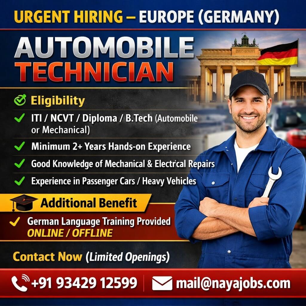 URGENT REQUIREMENT – GERMANY  Automobile Technician