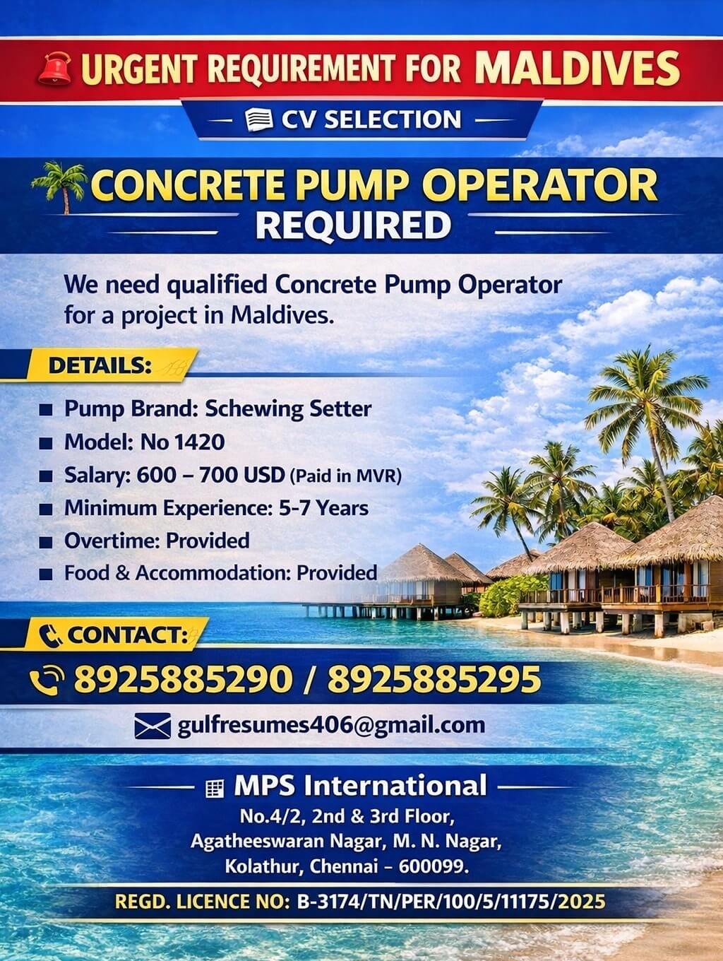 URGENT REQUIREMENT FOR MALDIVES CV SELECTION
