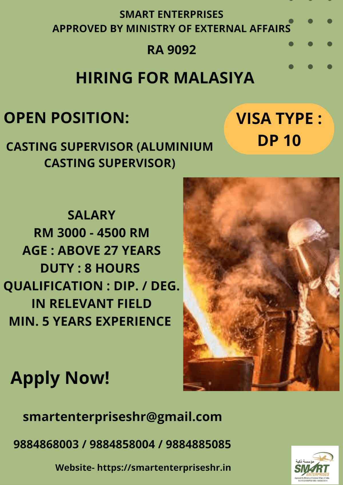 URGENT REQUIREMENT FOR MALAYSIA