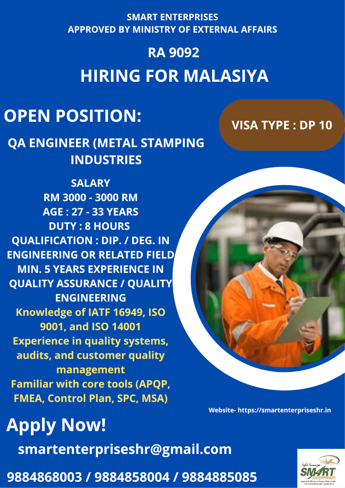 URGENT REQUIREMENT FOR MALAYSIA