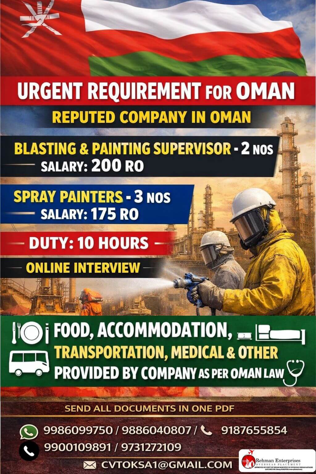URGENTY REQUIRED FOR OMAN