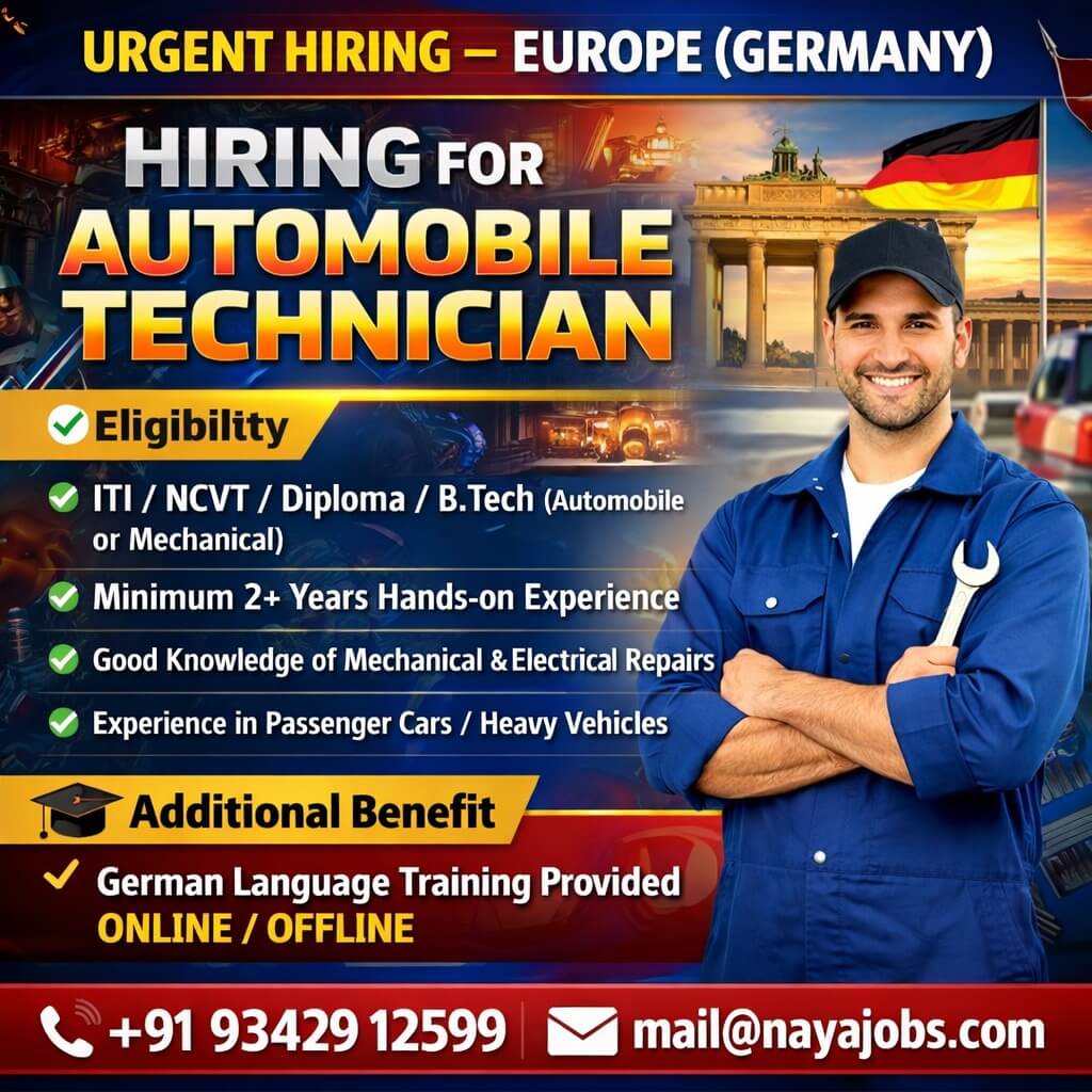 URGENT REQUIREMENT – GERMANY Automobile Technician