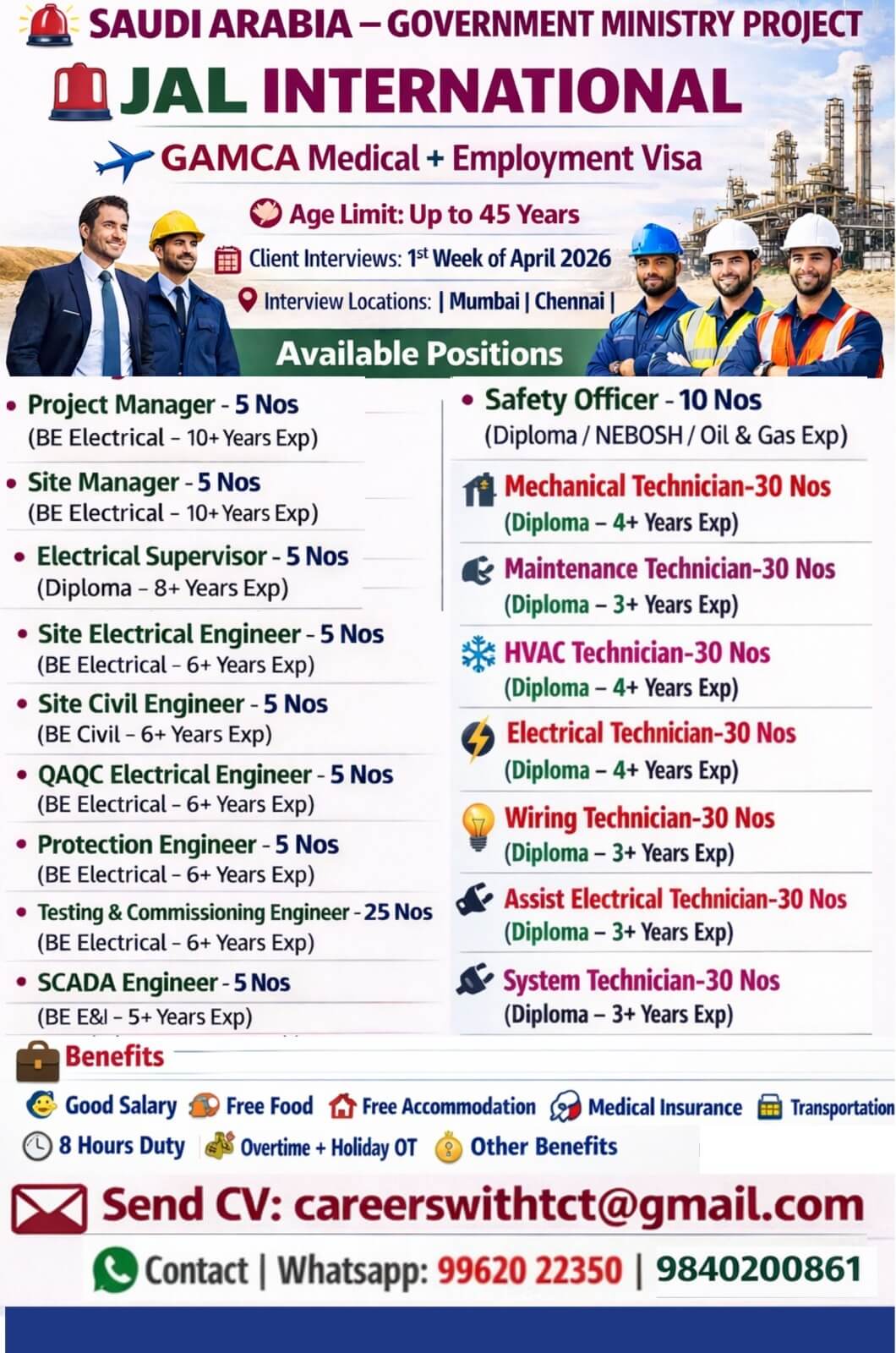 HIRING JAL INTERNATIONAL-SAUDI ARABIA