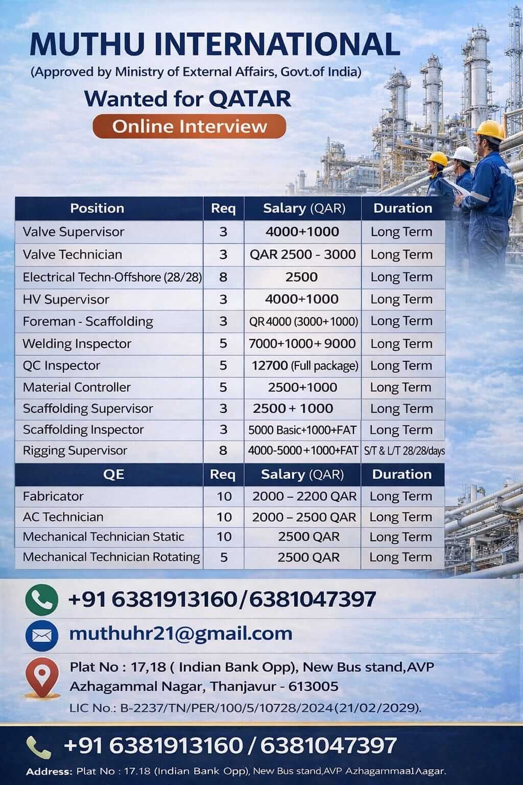 Wanted for Qatar Wanted for Qatar