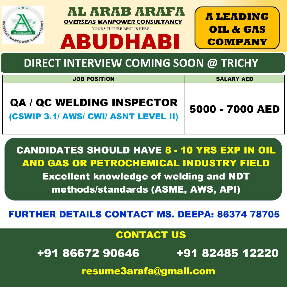 DIRECT INTERVIEW COMING SOON@ TRICHY