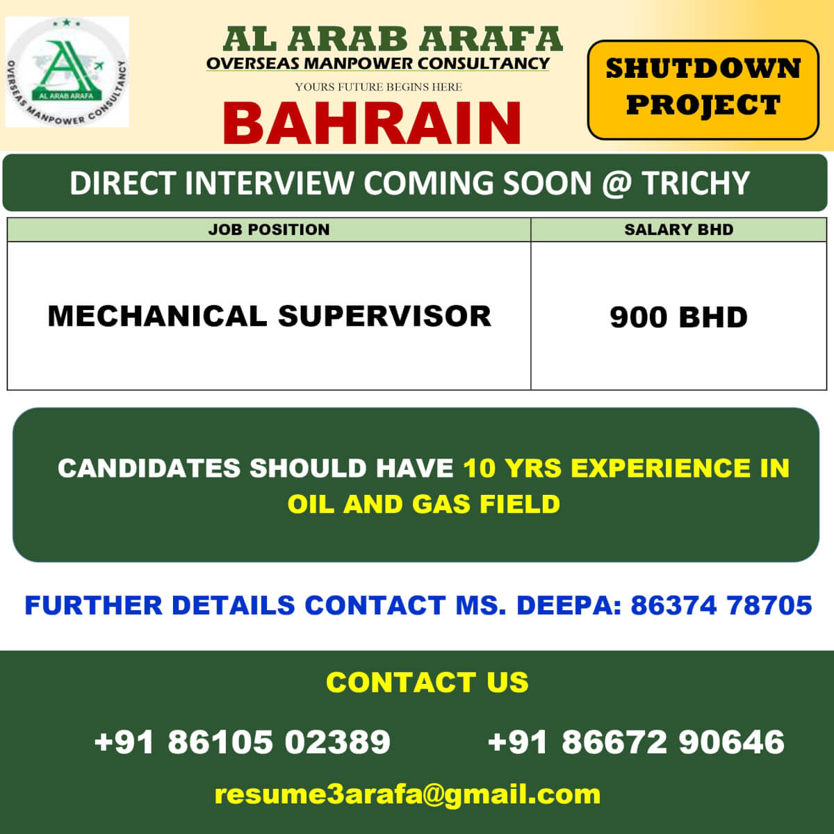 DIRECT INTERVIEW COMING SOON@ TRICHY