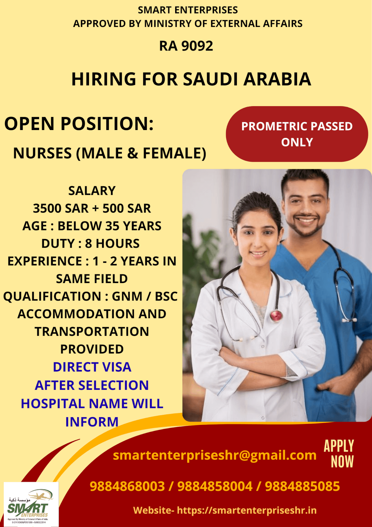 URGENT REQUIREMENT FOR SAUDI ARABIA