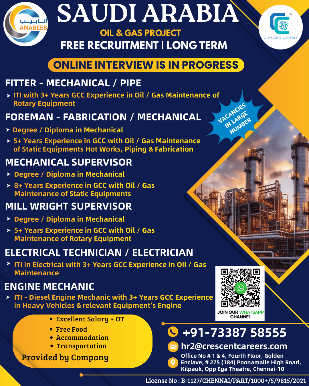 FREE RECRUITMENT FOR SAUDI ARABIA