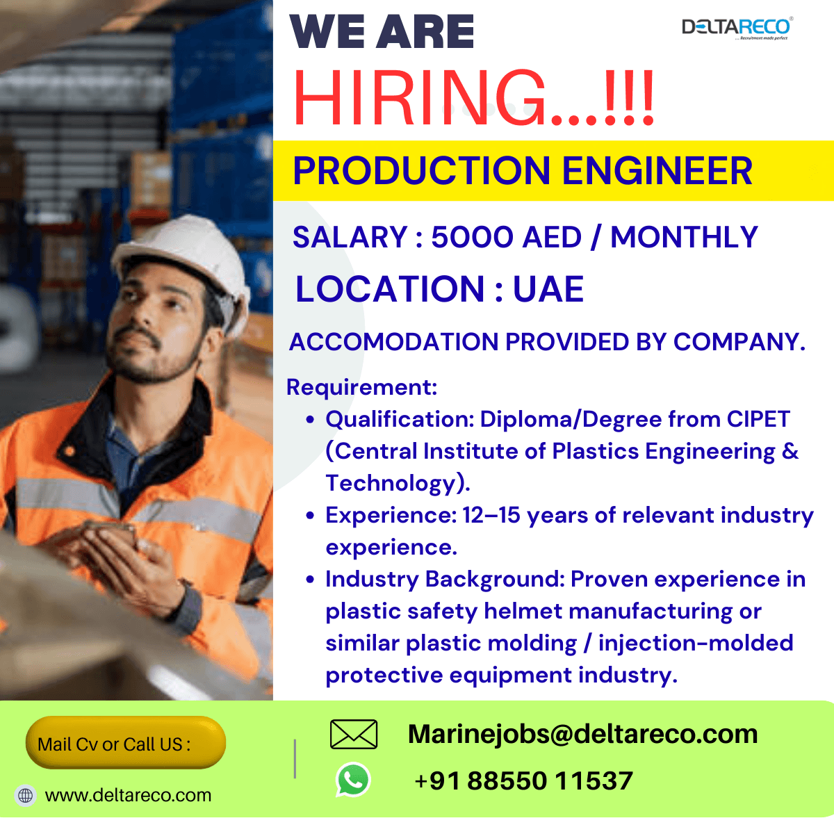 Hiring Production Engineer for UAE Hiring Production Engineer for UAE