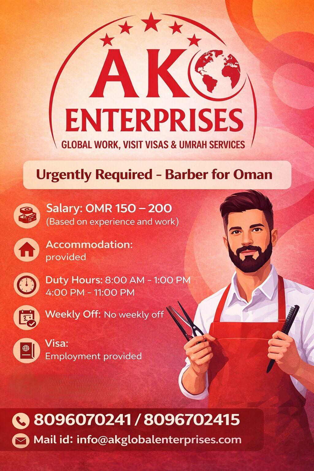 Urgently Required – Barber for Oman