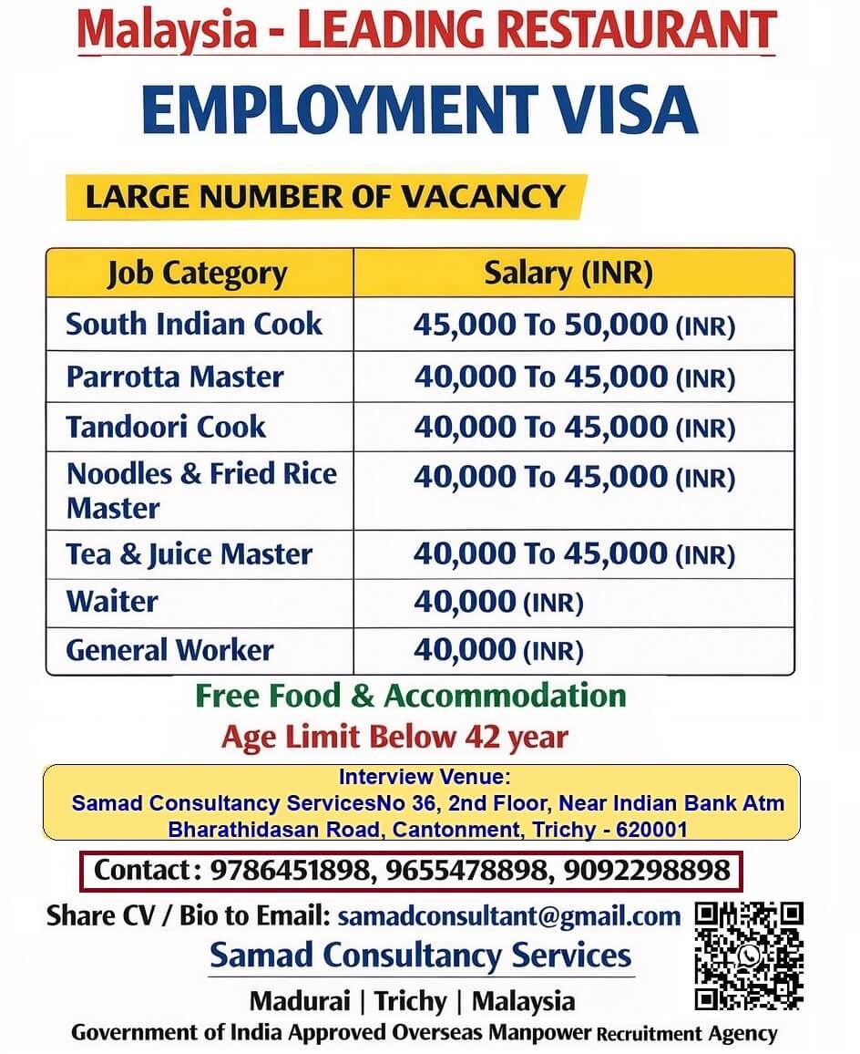 MALAYSIA - EMPLOYMENT VISA, LEADING RESTAURANT. DIRECT SELECTION. MALAYSIA - EMPLOYMENT VISA, LEADING RESTAURANT. DIRECT SELECTION.