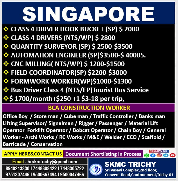 URGENT REQUIREMENT - SINGAPORE URGENT REQUIREMENT - SINGAPORE
