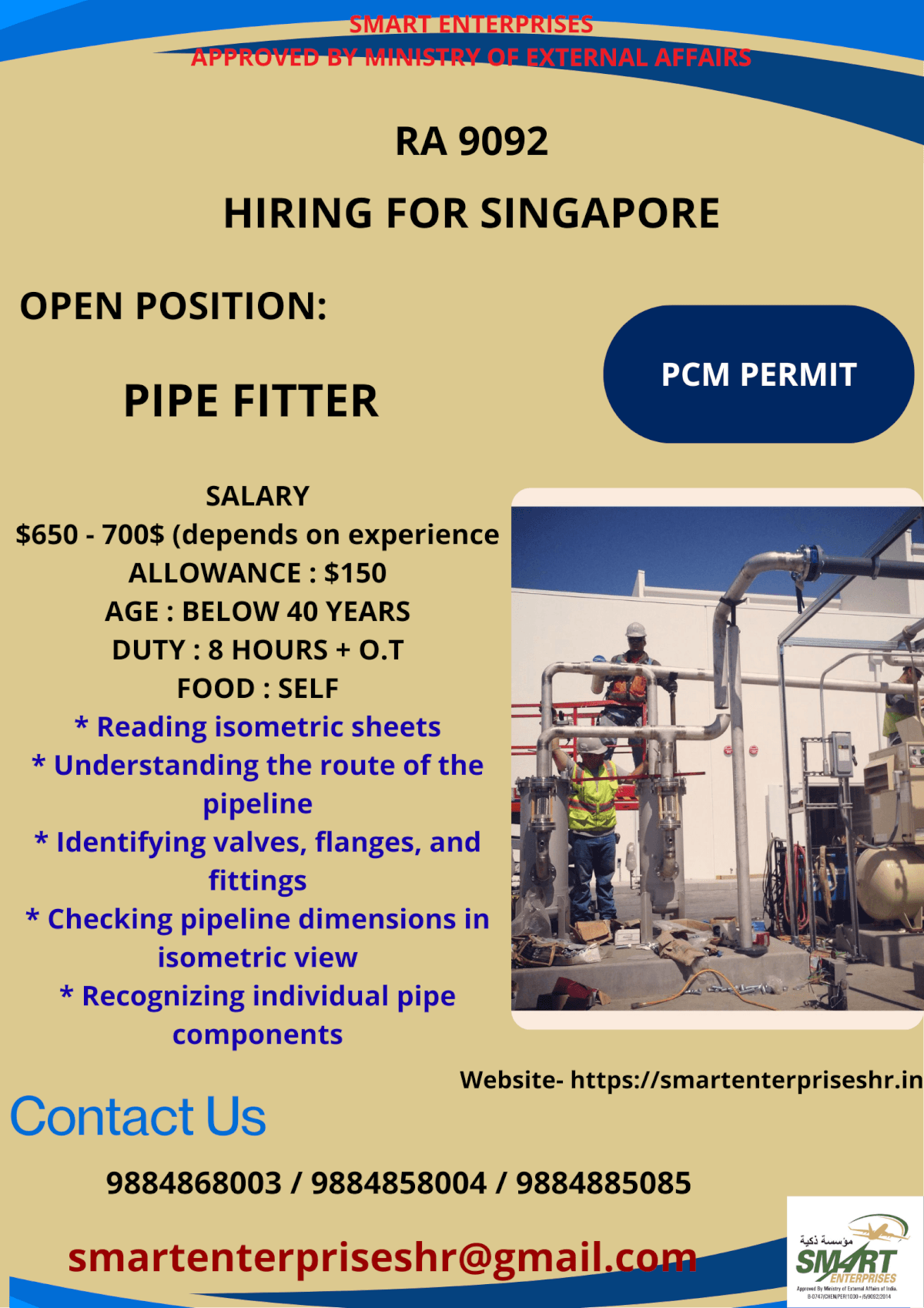 URGENT REQUIREMENT FOR SINGAPORE