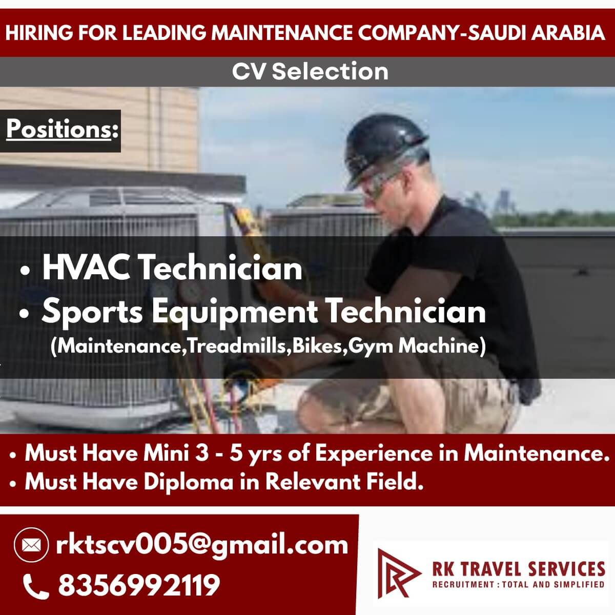 HIRING FOR LEADING MAINTENANCE COMPANY-SAUDI ARABIA