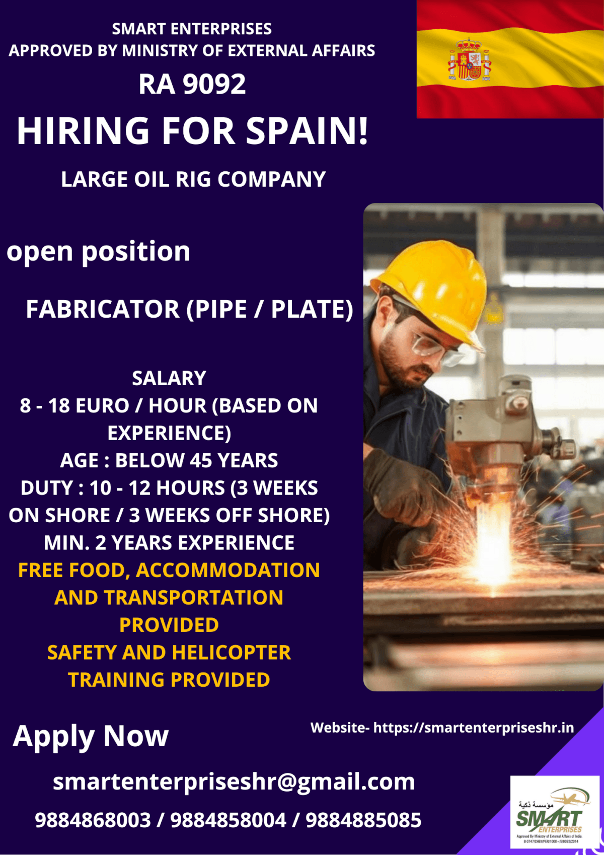 URGENT REQUIREMENT FOR SPAIN
